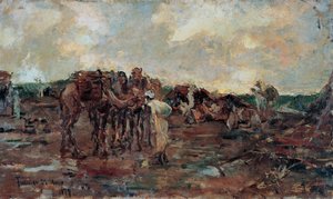 Rustpauze voor een Arabische karavaan door Ricardo Madrazo y de Garreta